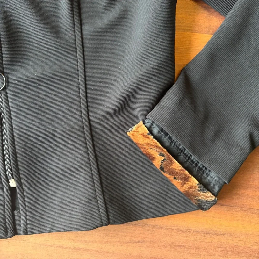 Positive Attitude Black Leopard Print Collar Cuff‎ Blazer Jacket Size 10